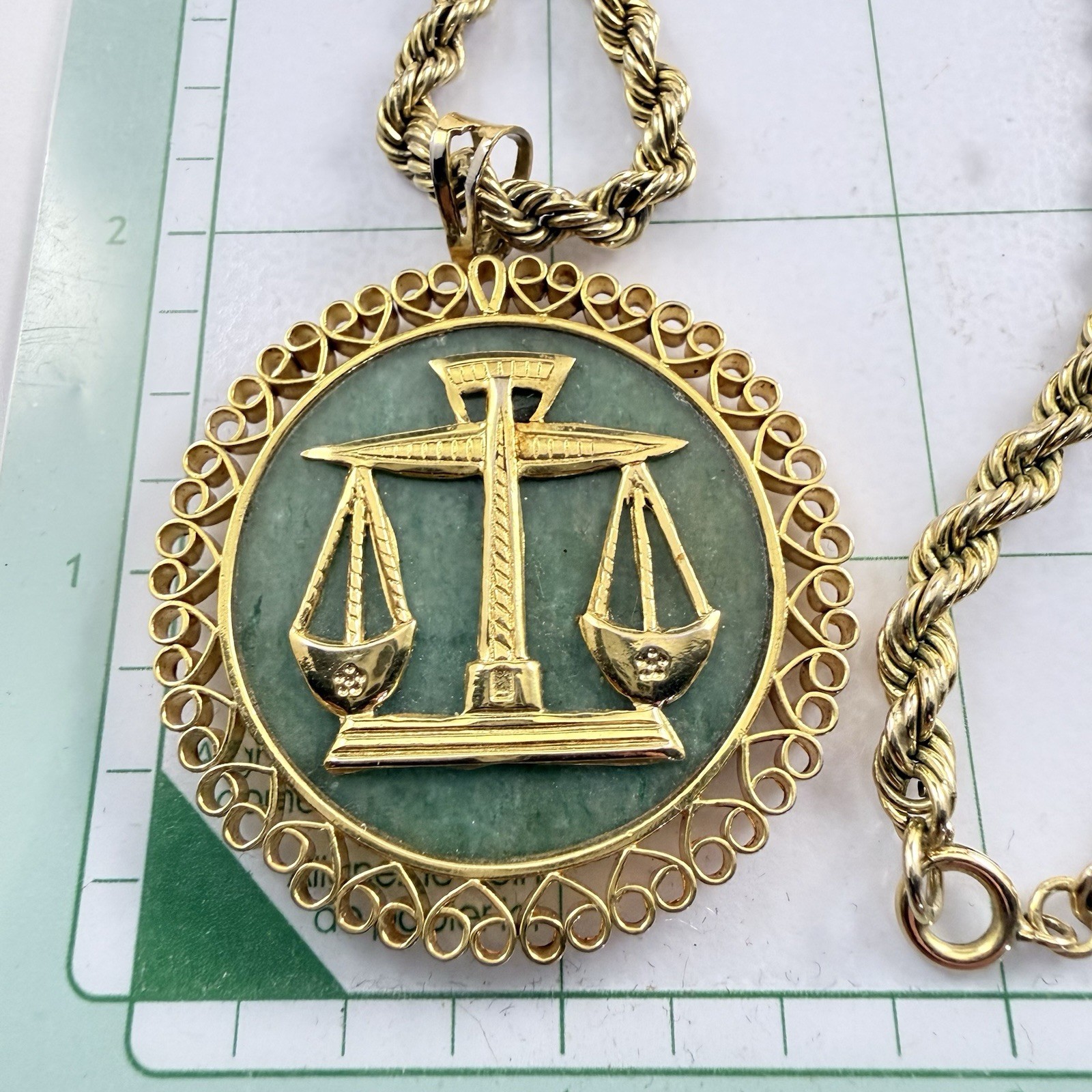 Astrological Symbol LIBRA Double Sided Dragon Pendant Necklace 22″