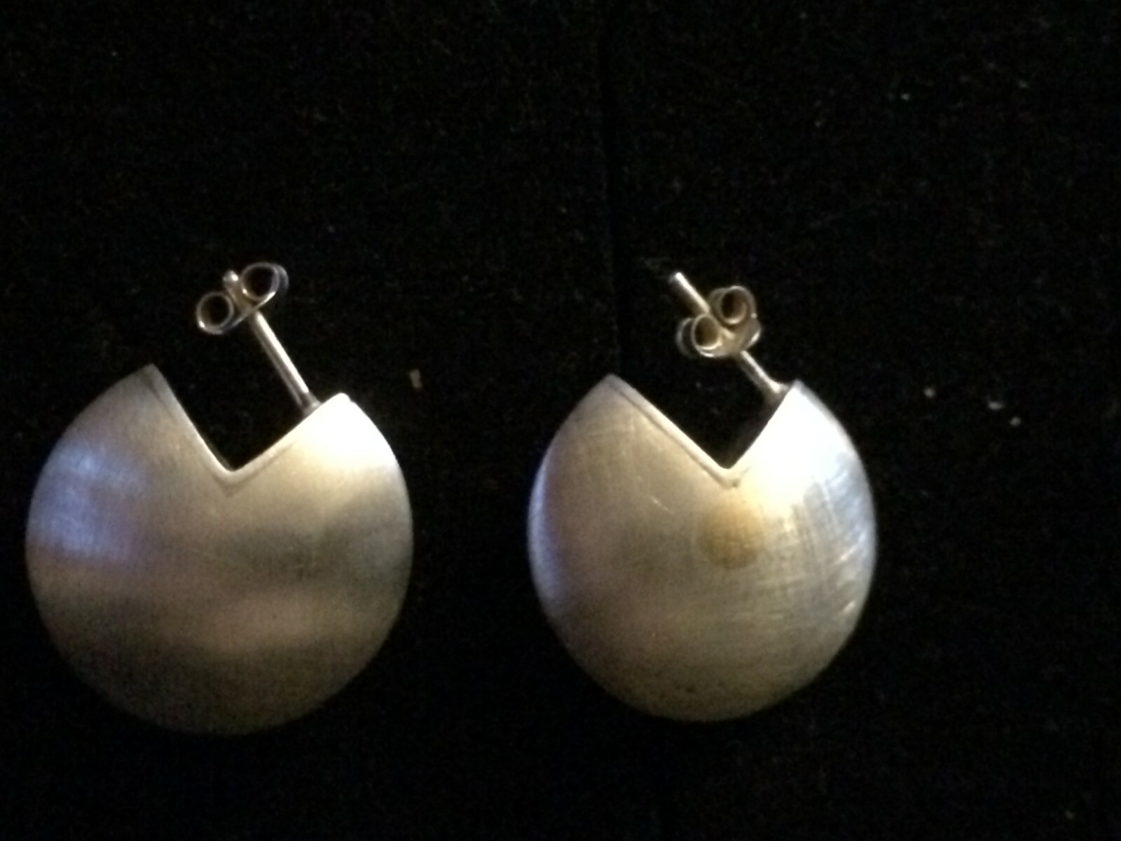 Great Art Deco Matte Silver 925 Hallmarked Stud Earrings On Clasp