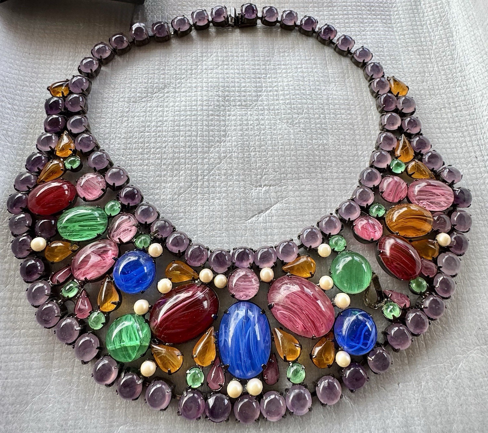 RARE JULIANA DELIZZA & ELSTER BOOK Bib Bracelet PIECE Rhinestone Parure Set Read
