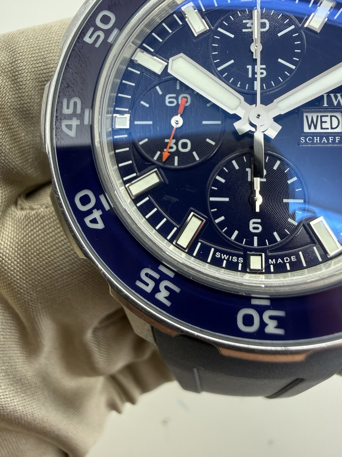 IWC Aquatimer Chronograph Blue Dial Steel 45mm Rubber Automatic Watch IW376711