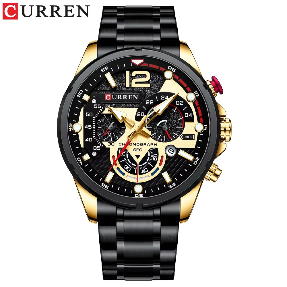 Men’s Casual Business Chronograph Watch Waterproof Stainless Steel Quartz