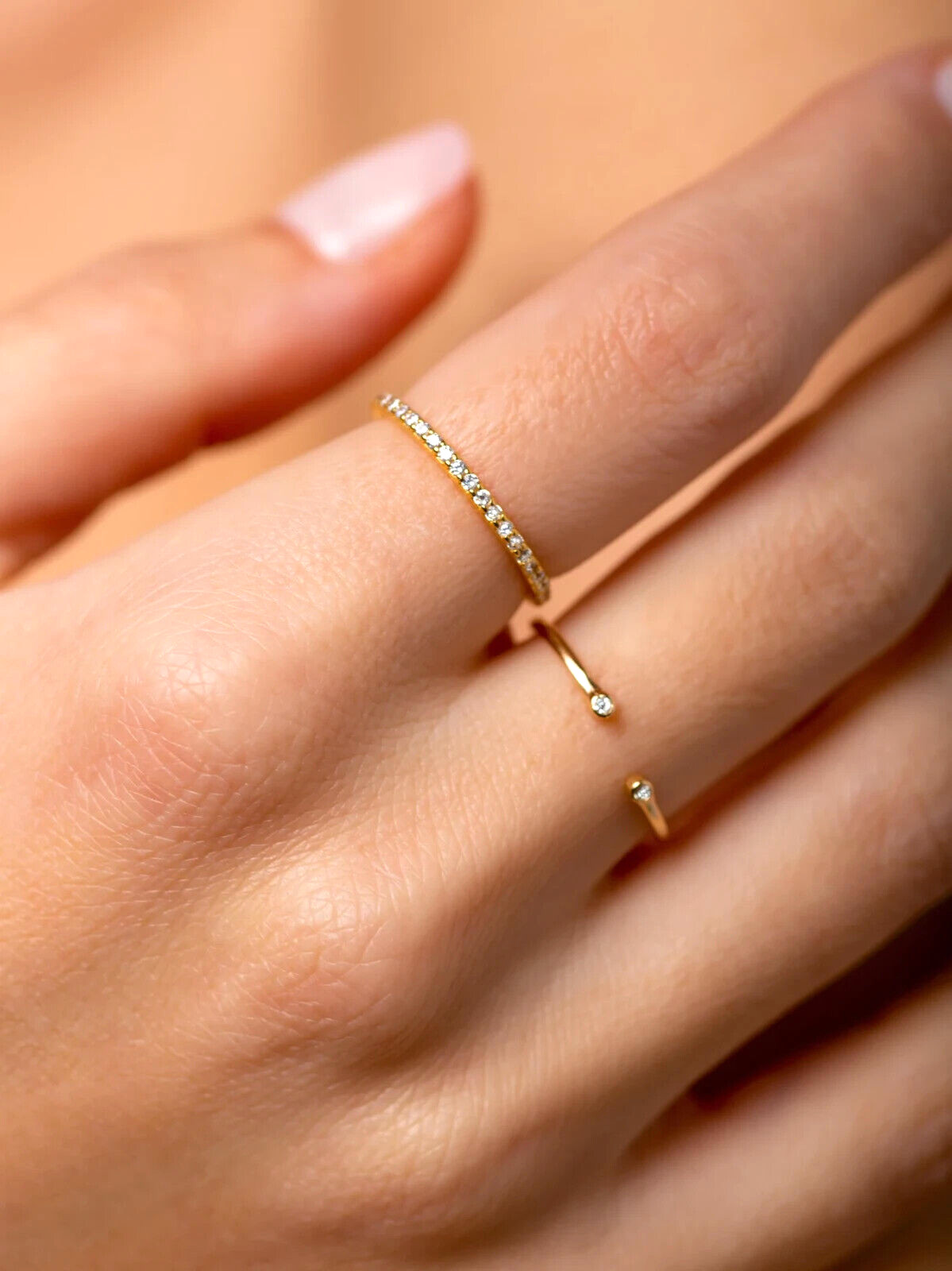 moissanite band Open cuff ring Gold plated 925 Silver ring for mother’s day gift