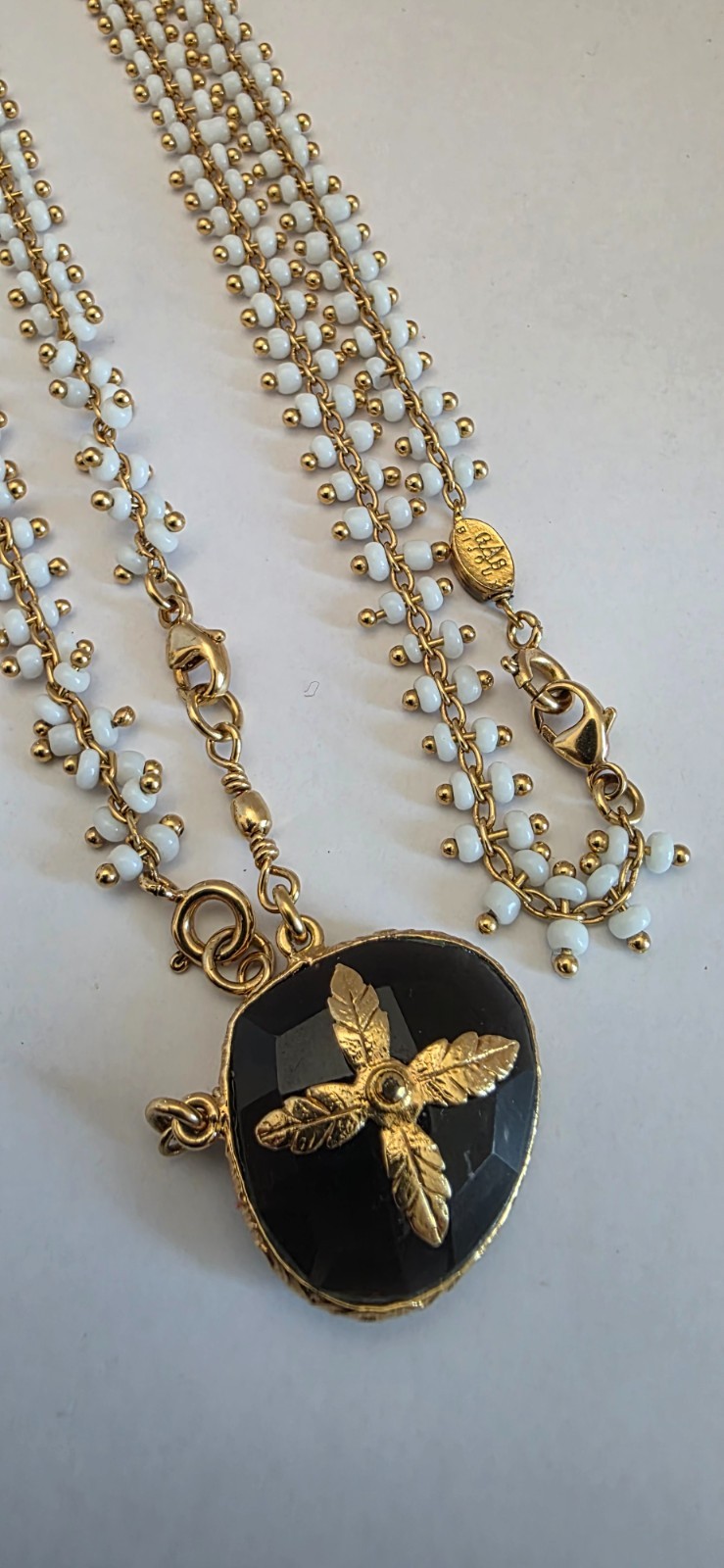 GAS Bijoux mother-of-pearl necklace gold plated black quartz pendant
