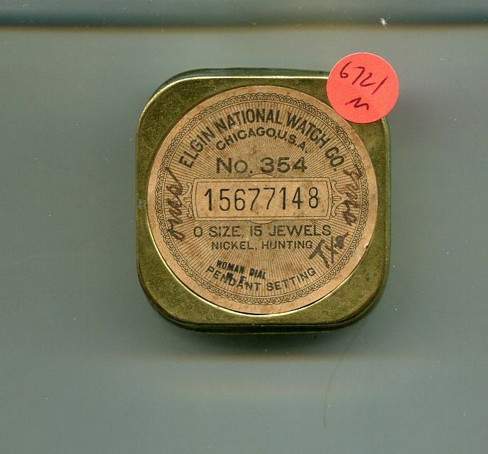 ELGIN NATIONAL WATCH COMPANY 15 JEWEL PARTS HOLDER VINTAGE 6721M