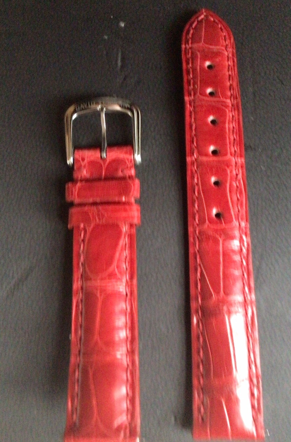 DAVID YURMAN RED ALLIGATOR 15mm STRAP W/BUCKLE/PINS EASY ON/OFF FITS ALL 15mm