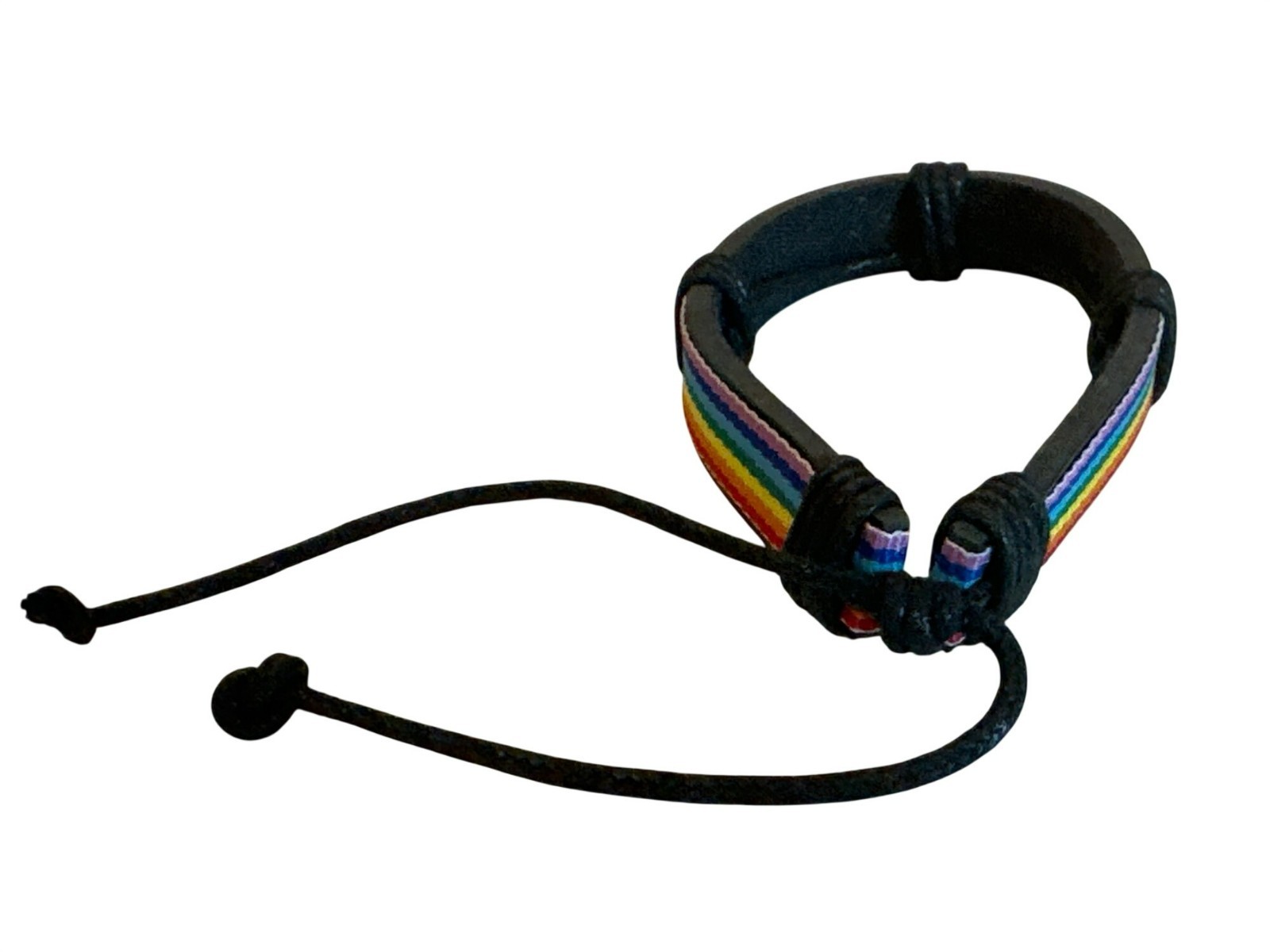 Handmade Rainbow Pride Adjustable Leather Bracelet Unisex 1/4″ Band Pride Month