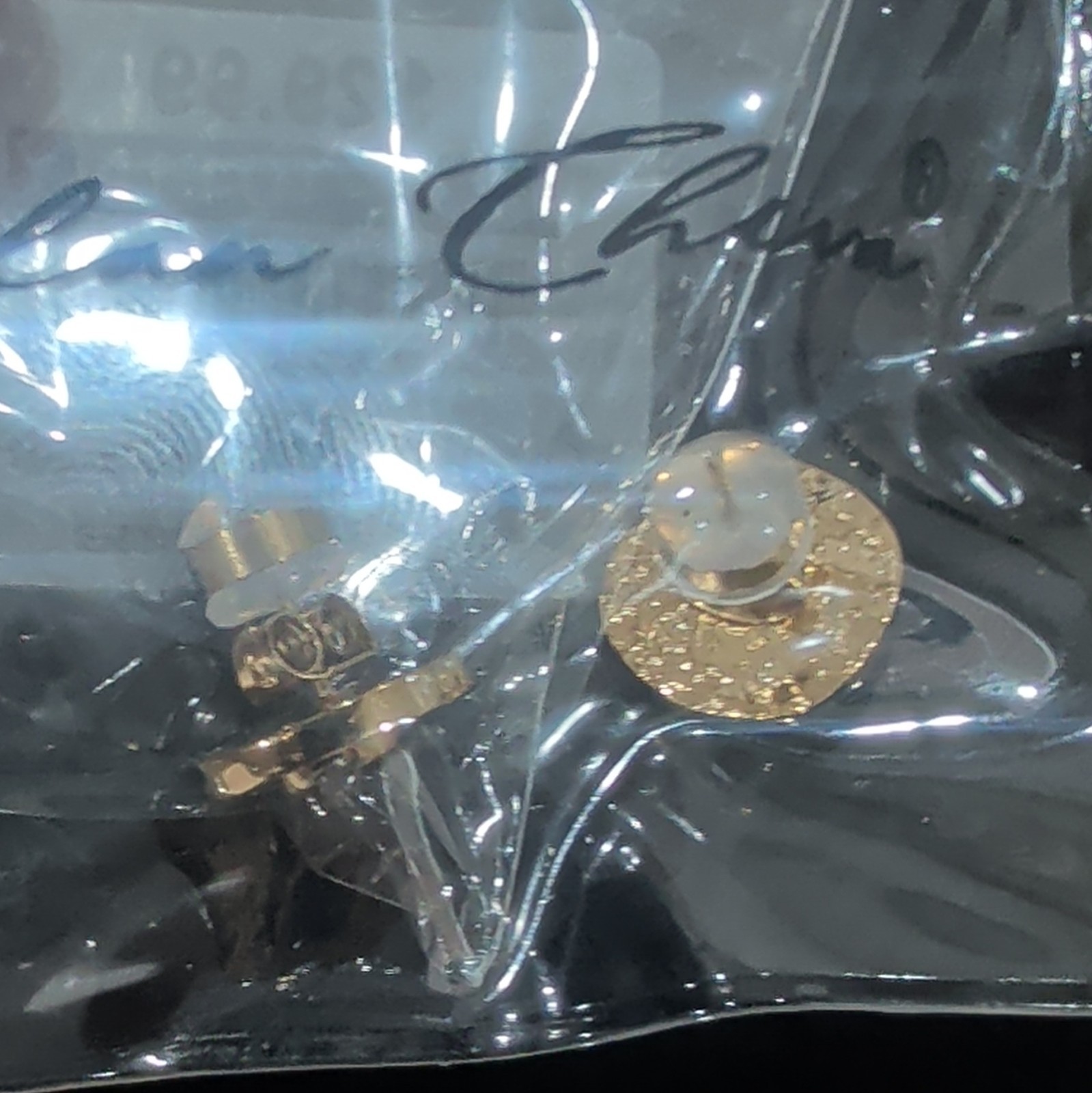 Milan Chiva Stainless Steel Round Stud Earrings Gold/Blue Butterfly MCE-1011NY
