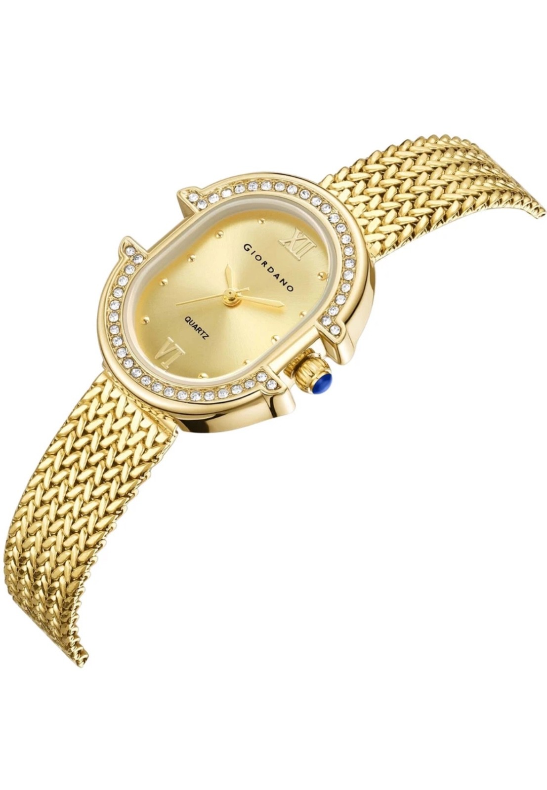 Giordano Women’s Green Dial Quartz Watch Gold Tone Crystal Bezel Stainless Steel