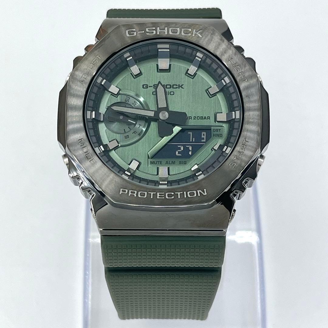 Excellent Condition New Battery G SHOCK GM 2100B Green Casioak Wristwatch