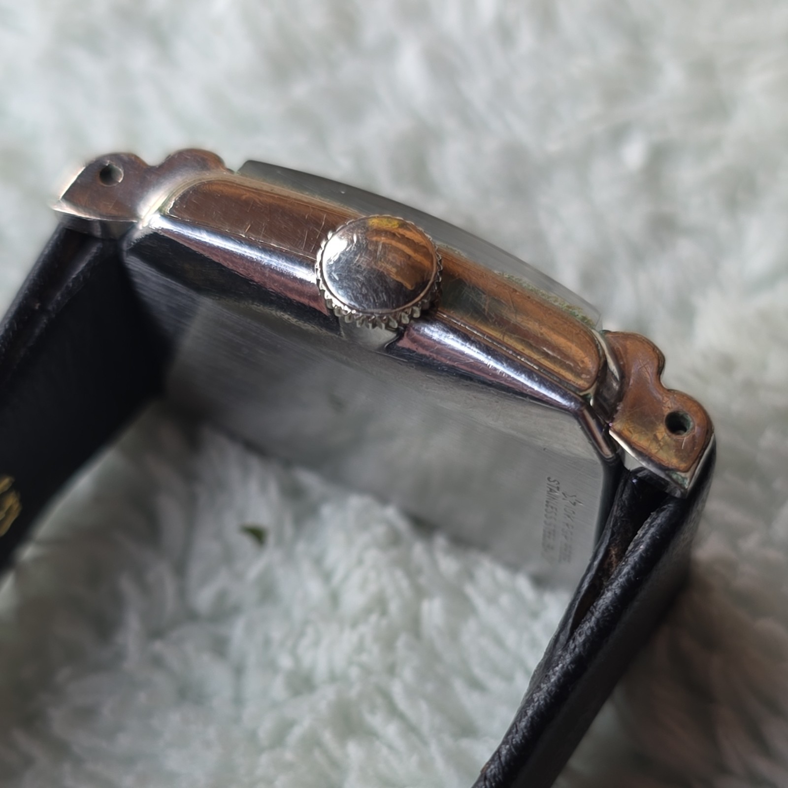 Vtg. 1950s Elgin 23mm Manual Wind, Art Deco Lugs, 10k White GF Case, Runs Smooth