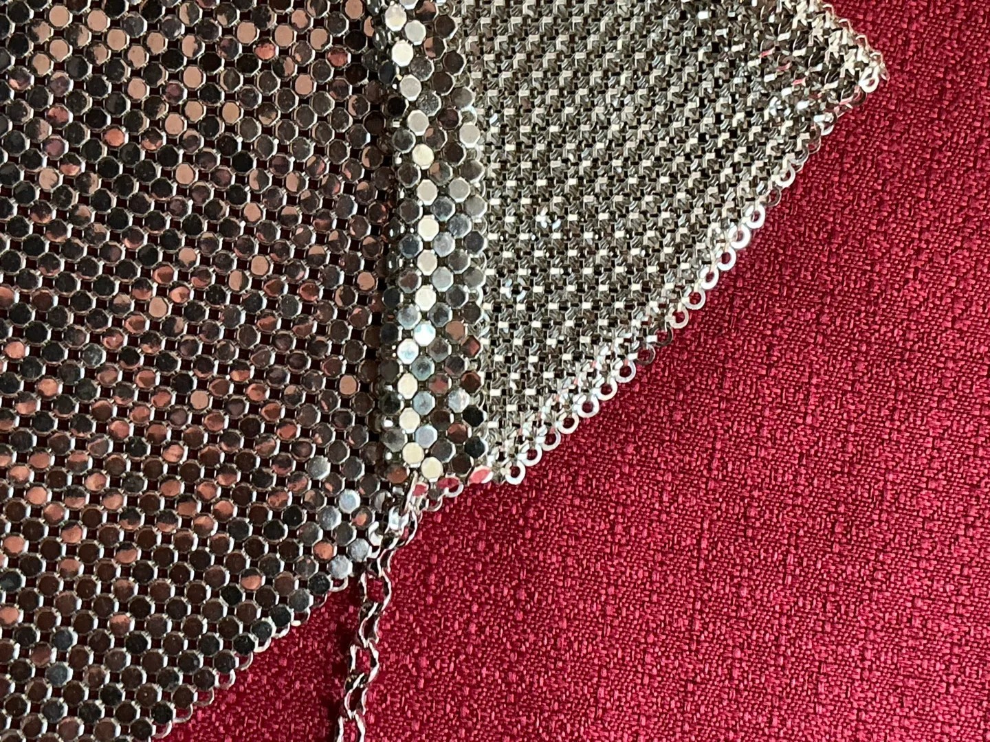 Vintage Whiting & Davis Silver Mesh Bandana Scarf Necklace & Wallet Set USA Made