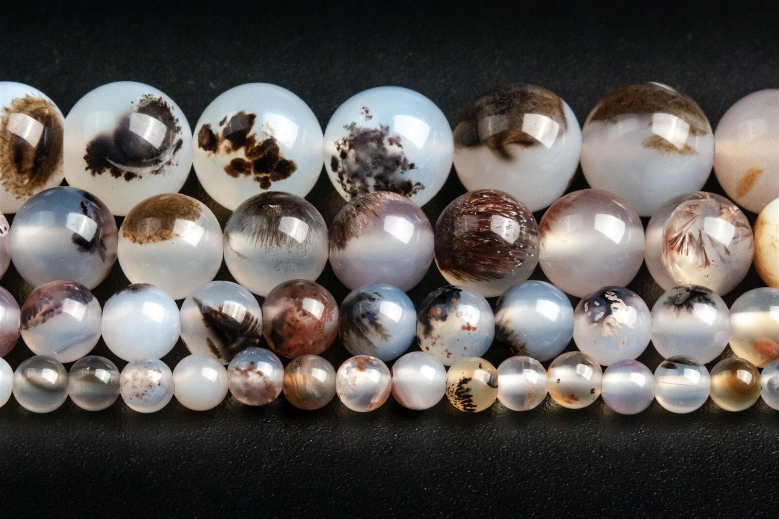 Natural Flower Agate Beads Grade AAA Round Gemstone Loose Beads 4/6/8/10-11/12MM