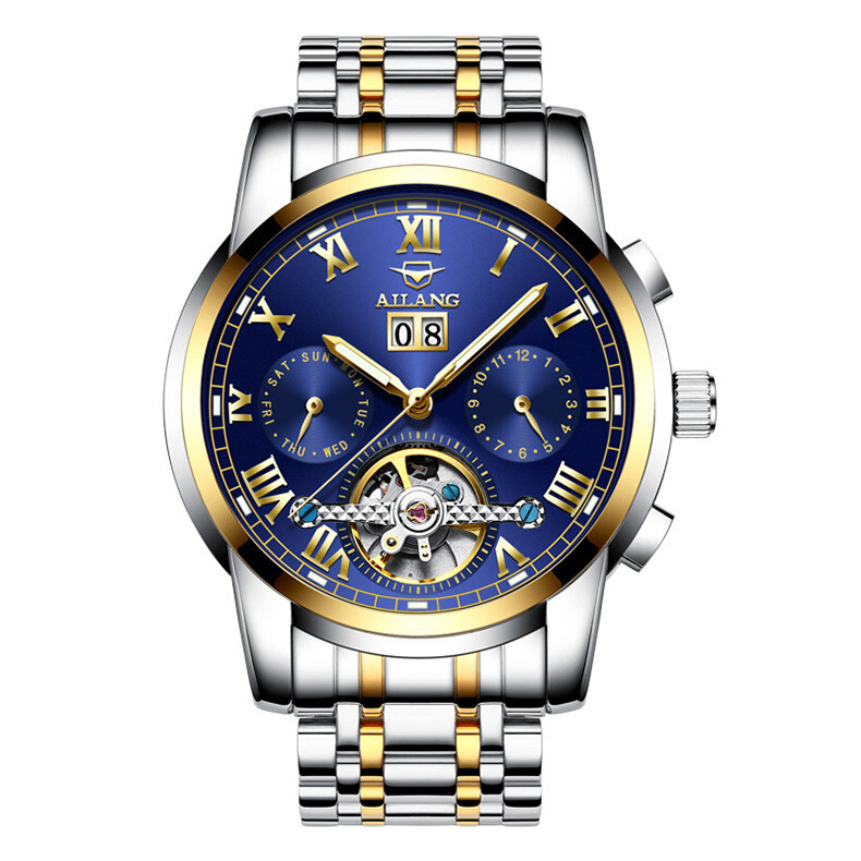 AILANG Men’s Watch Tourbillon Steel Waterproof Automatic Mechanical Wristwatches