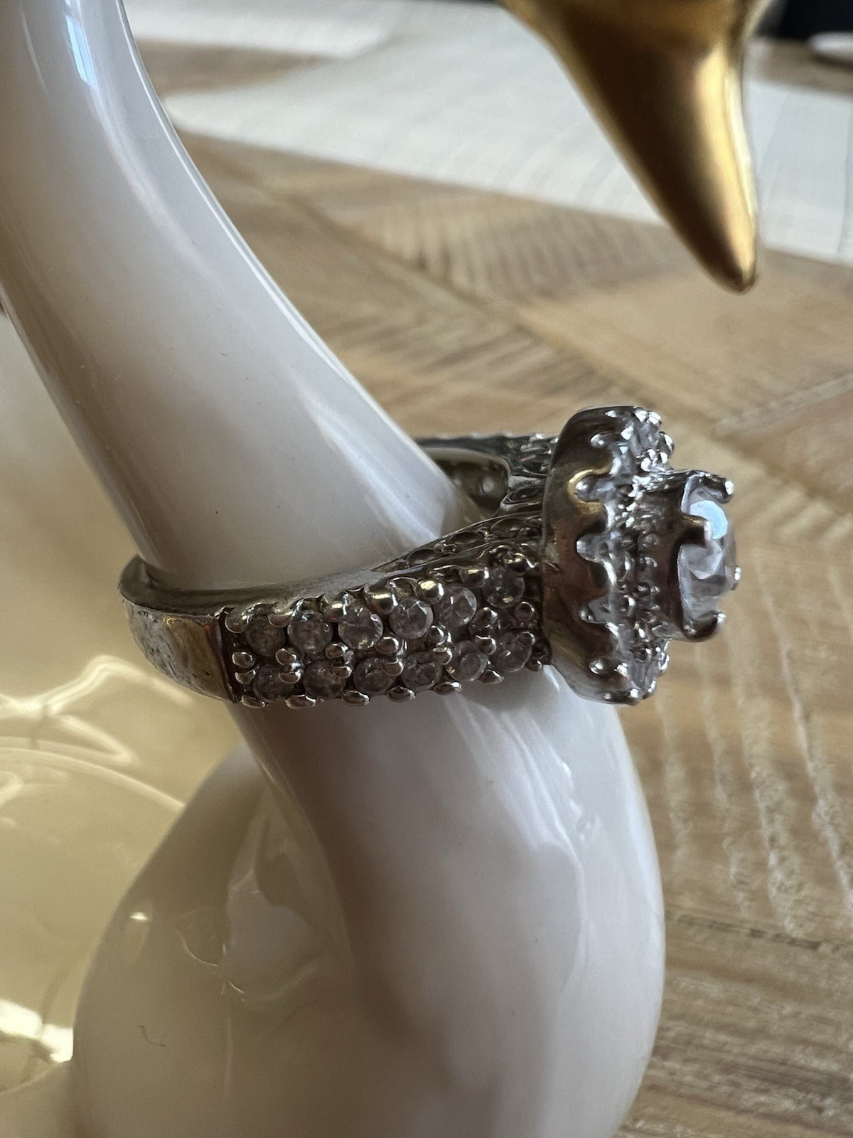 Real 925 Sterling Silver 2.20 CT Round Cut Moissanite Women Halo Engagement Ring
