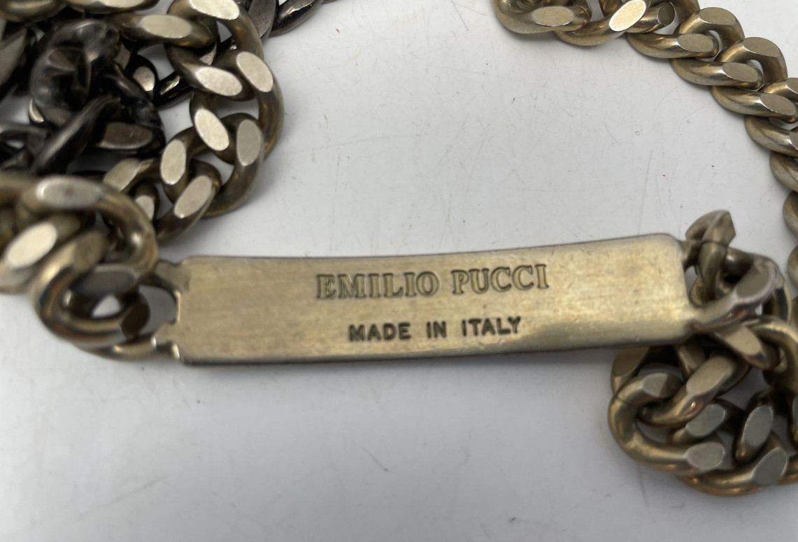 Emilio Pucci Cuban Link Chain Necklace Italy Y2K Gold Silver Color Designer Chic