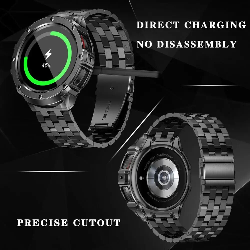 Metal Modification Kit Case Strap for Samsung Galaxy Watch 5 Pro 45mm Steel Band