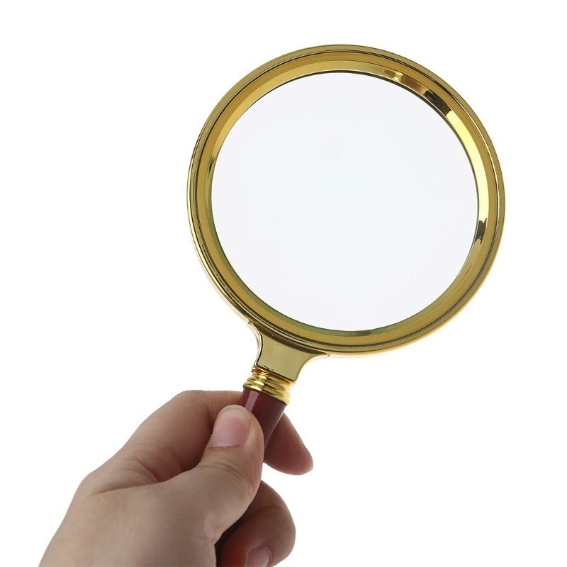 60mm 70mm 80mm Portable Handheld 10X Magnifying Glass Retro Handle Magnifier Eye