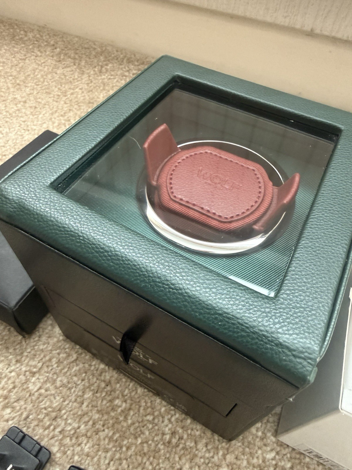 Wolf Watch Winder Module 1.8 – Green With Red Winder Insert – Boxed Accessories