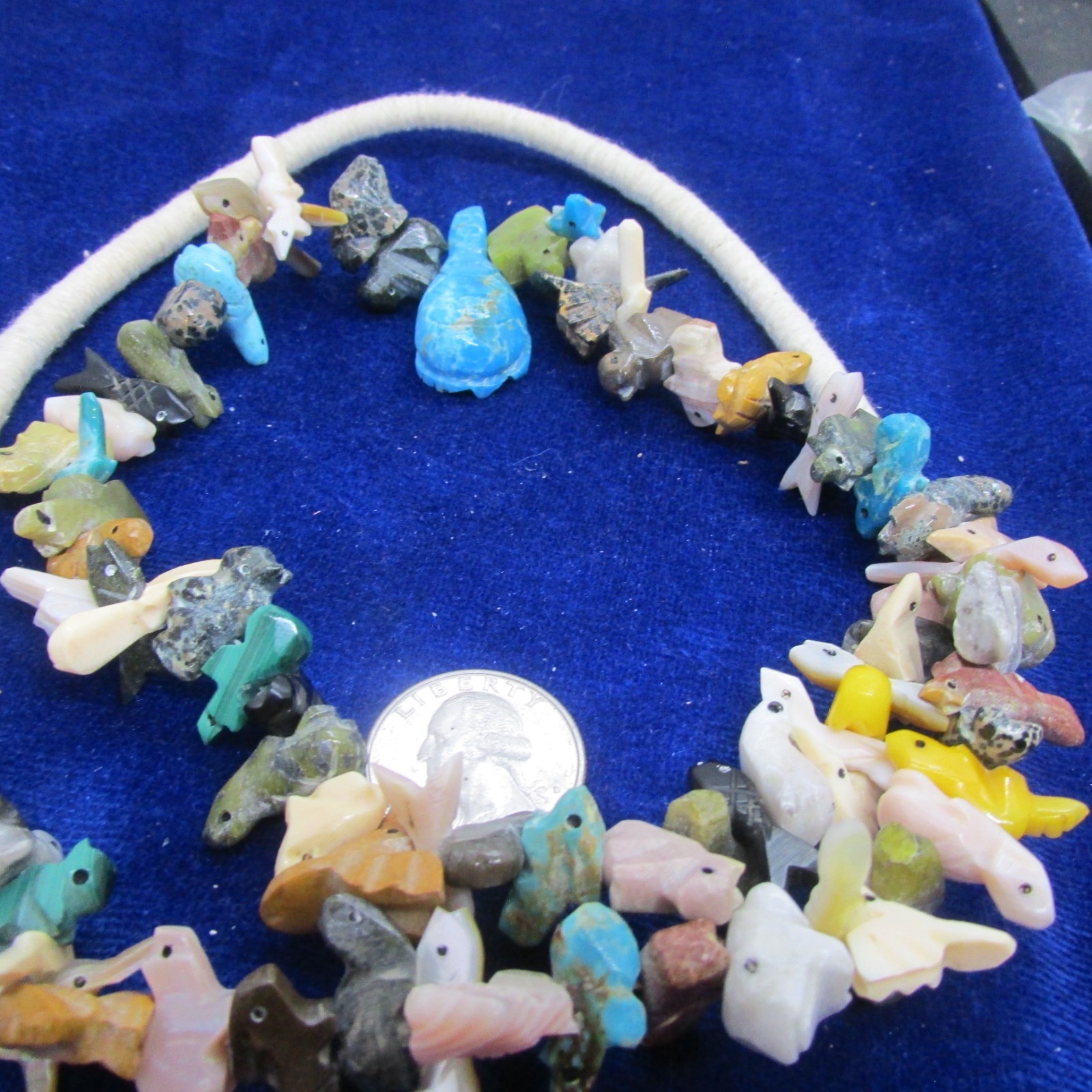VINTAGE SOUTHWEST N.A. FETISH NECKLACE WITH SQUAW WRAP