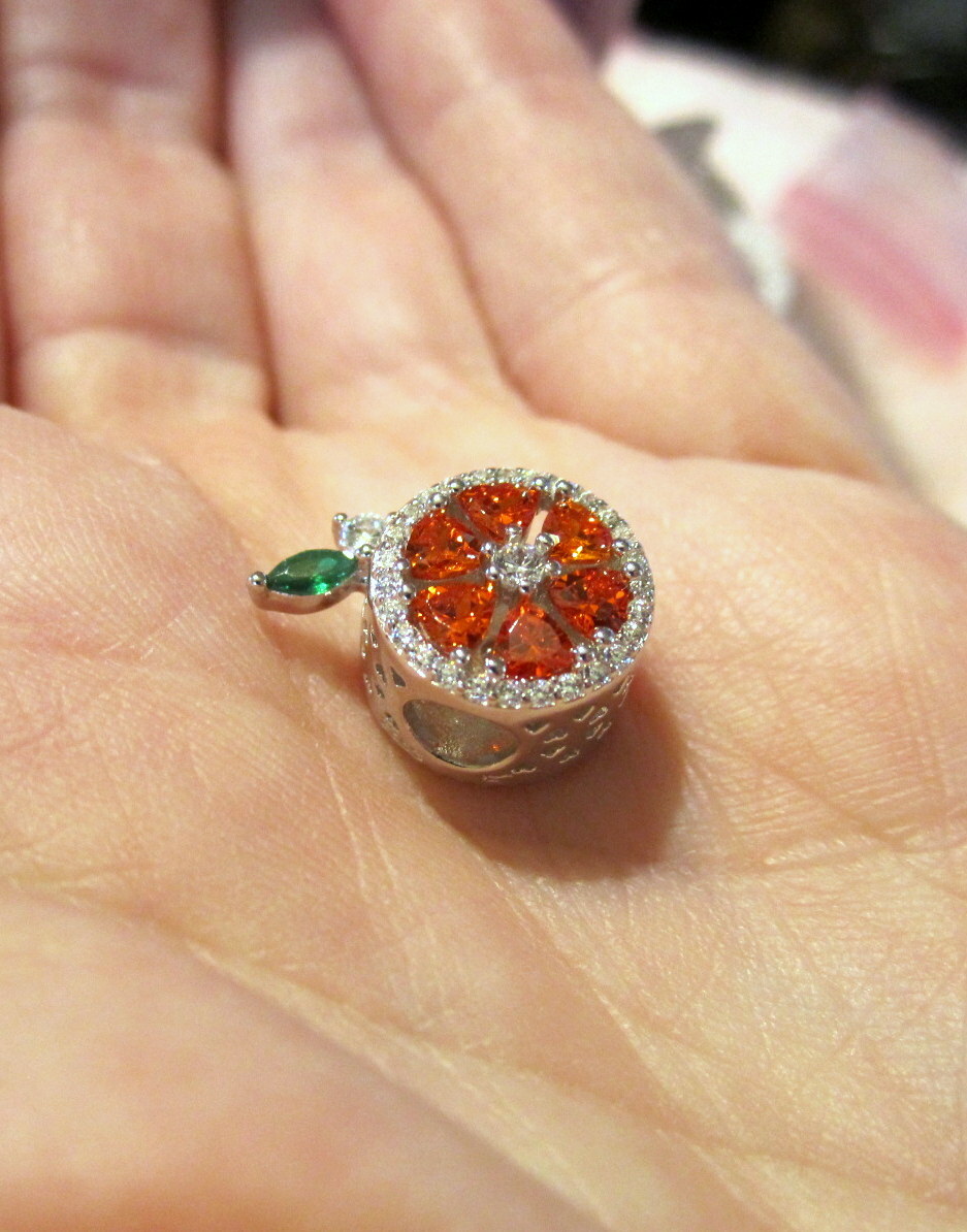 Grapefruit Charm Orange Fruit Food – Sterling Silver – EXQUISITE!!!!