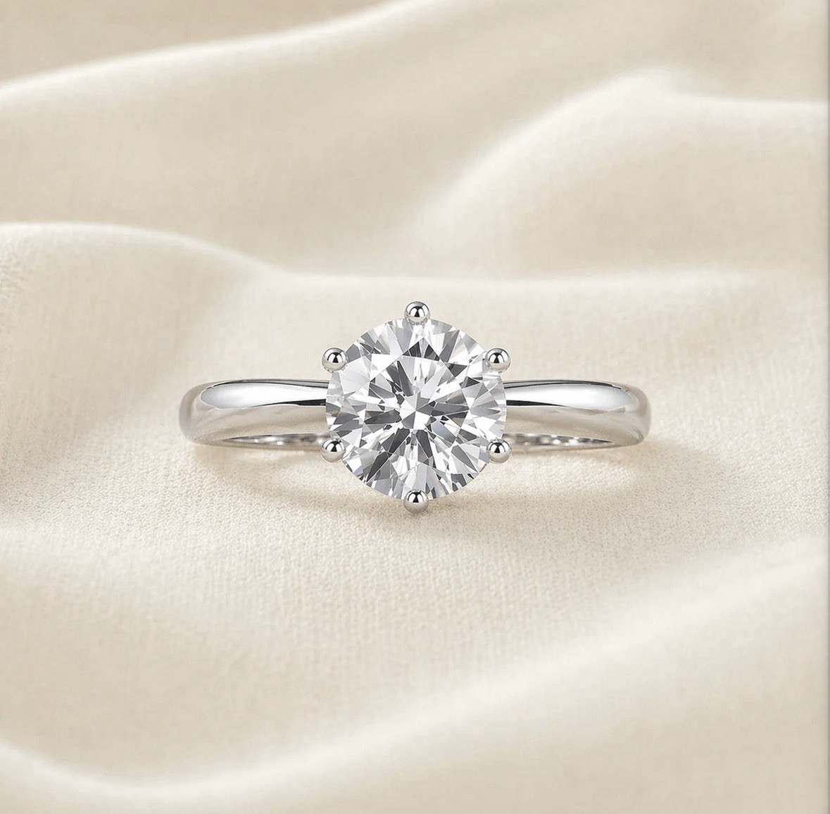 925 Moissanite Sterling Silver Stud Ring with adjustable size. 1.0-2.0 CT