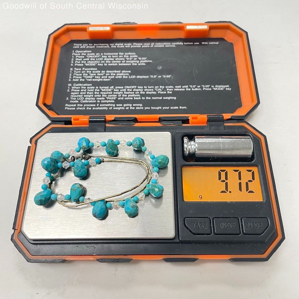 Liquid Sterling Silver 16″ Turquoise & Glass Beaded Choker Necklace – 9.72g