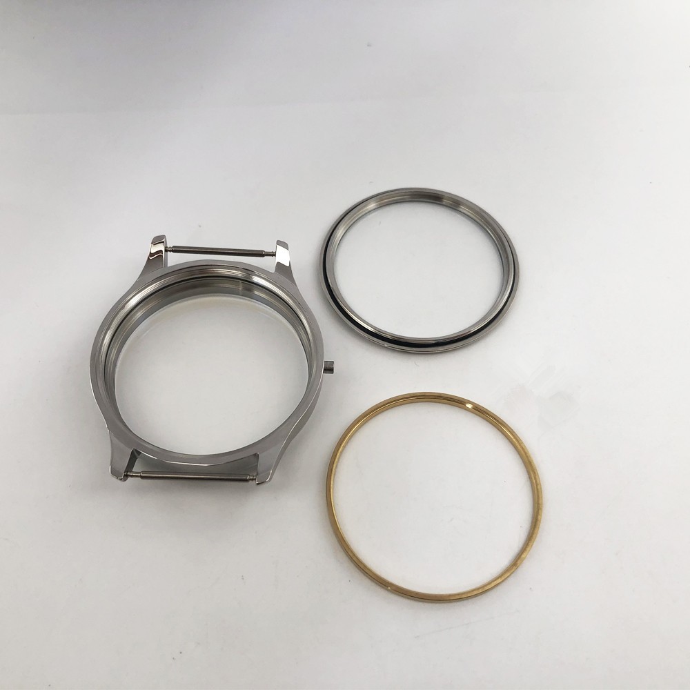 Silver 44mm Stainless Steel Watch Case For ETA6497/6498 Movement Replacement nn