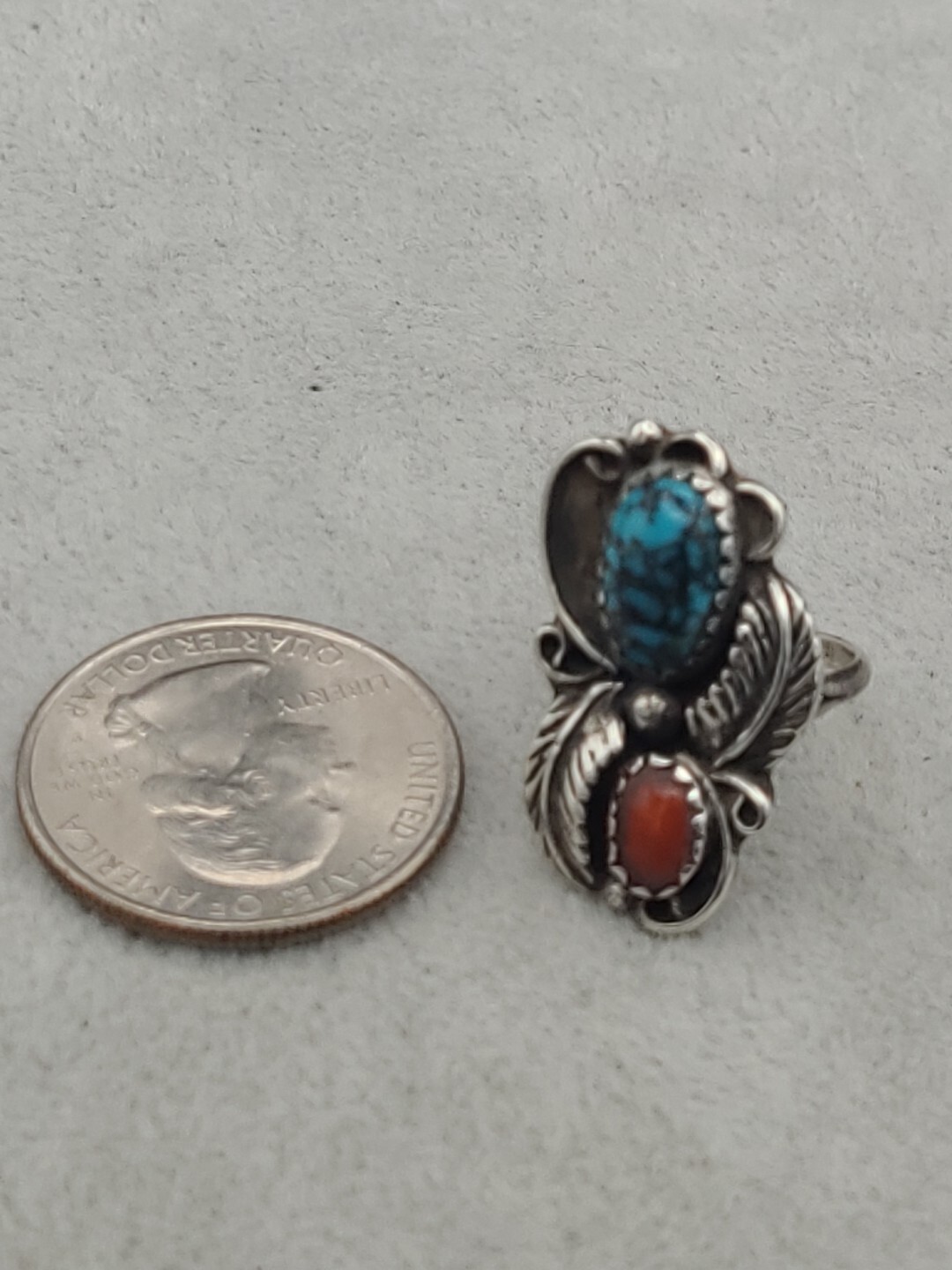 VINTAGE SOUTHWEST NATIVE AMERICAN RING SIGNED SC FOR SHARON CISCO REPAIRED BAND