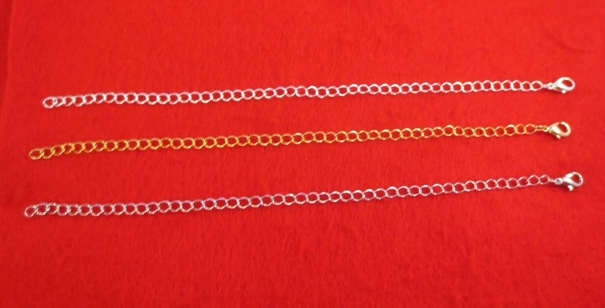 8 INCH GOLD,WHITE GOLD,SILVER PLATED 4MM NECKLACE EXTENDER W/ LOBSTER CLAW SET
