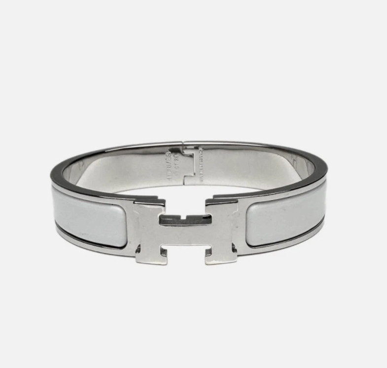 Hermès H Bangle Clic Clac GM ST-0187_Silver x White