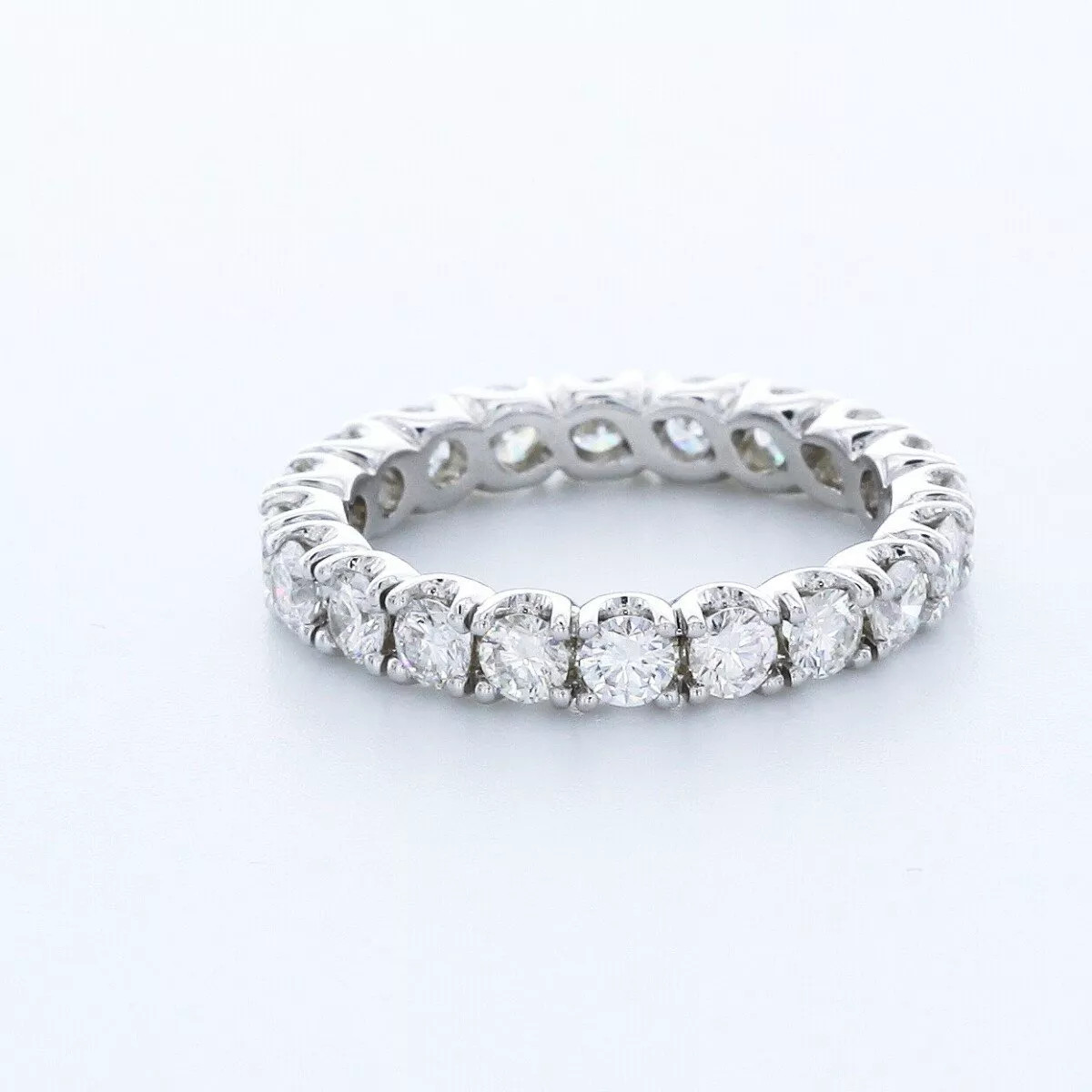 Solid 14K Gold Eternity Wedding Ring Classic 1.37 CT Round Natural Diamond F VS2