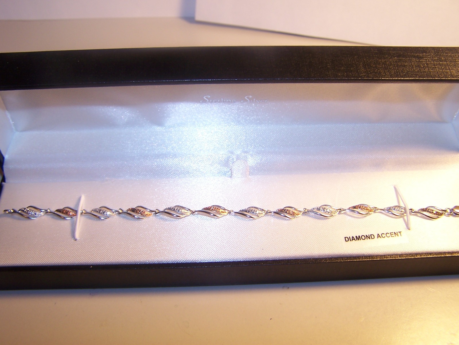 NEW DESIGNER FLAME STYLE DIAMOND ACCENT STERLING SILVER TENNIS BRACELET 7 1/4″