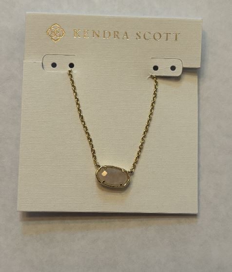 Kendra Scott Grayson short pendant necklace featuring a pale pink rose quartz ov