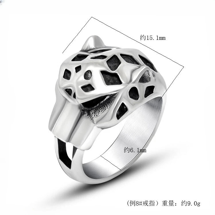 Personality Trend Animal Leopard Head Domineering Men’s Style Rings Size 7-12