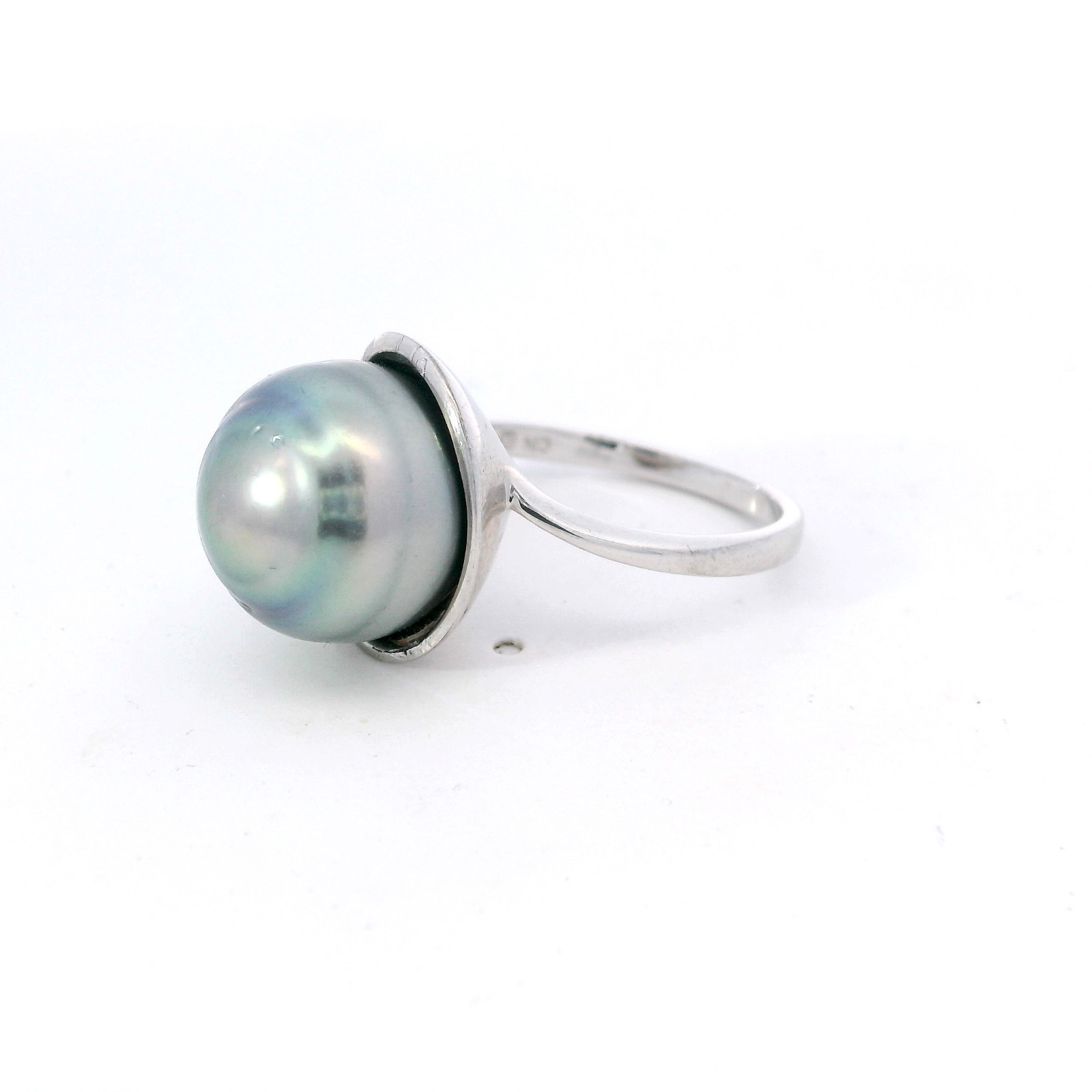 925 Sterling Silver 13.4mm Genuine Natural Tahitian Pearl Ring Size 9