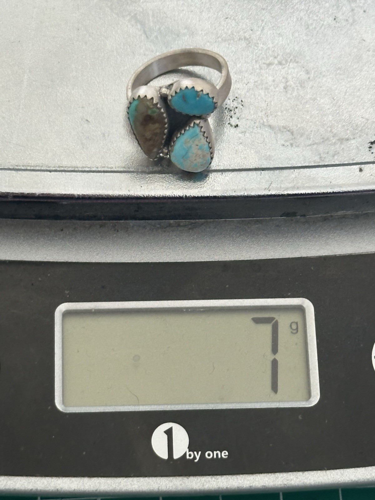 White Water Turquoise Mix Southwestern Sterling Silver Ring