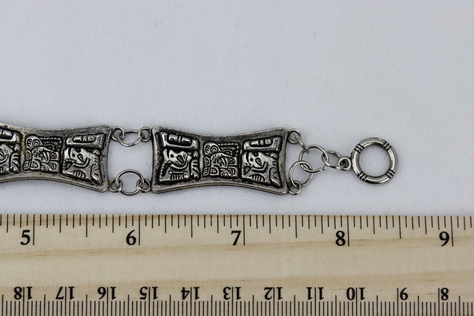 Mayan Style Panel Bracelet, Toggle Closure, 16gr