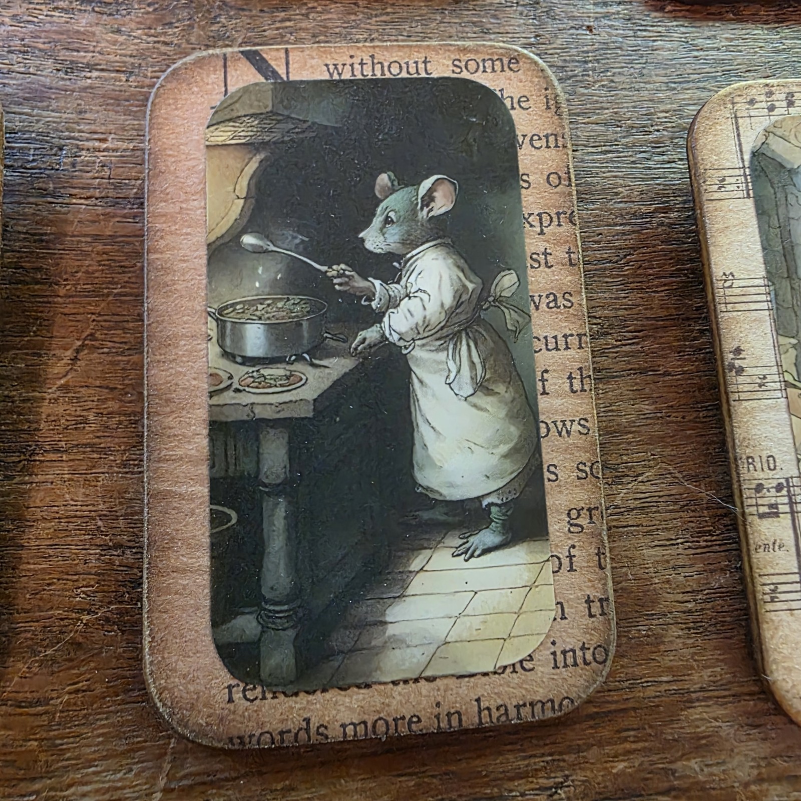 Dark Academia Handmade Brooch Storybook Animal Vtg Pin Charm Junk Journal OOAK