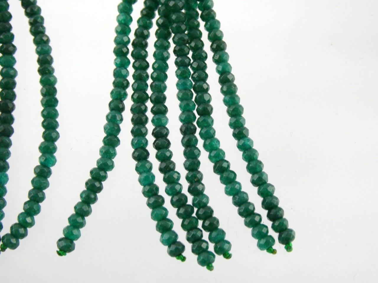Gilded Sterling Silver Faceted Green Onyx Tassel Hook Earrings 925 18.7g 3.75 In