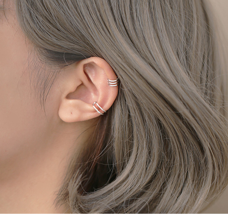 A Pair 925 Silver Plated Ear Cuffs Wrap Wire Band no piercing S1