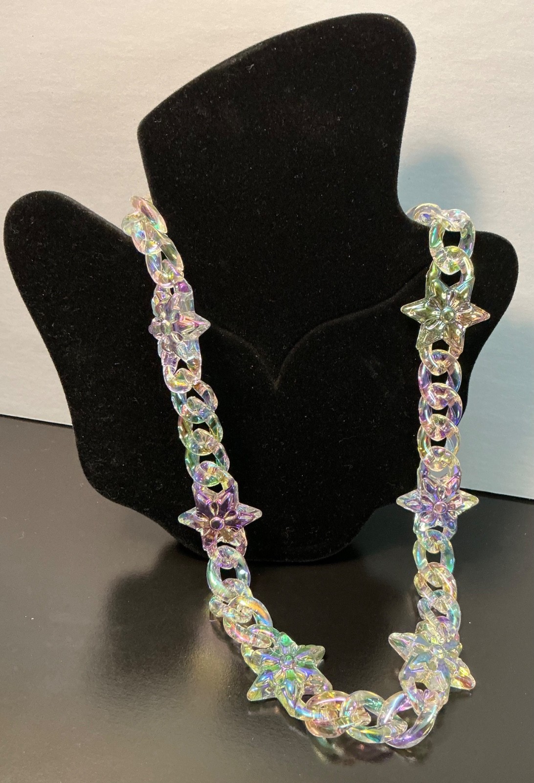New HipHop Punk Star Cuban Link Necklace Men Women Teen Iridescent Jewelry