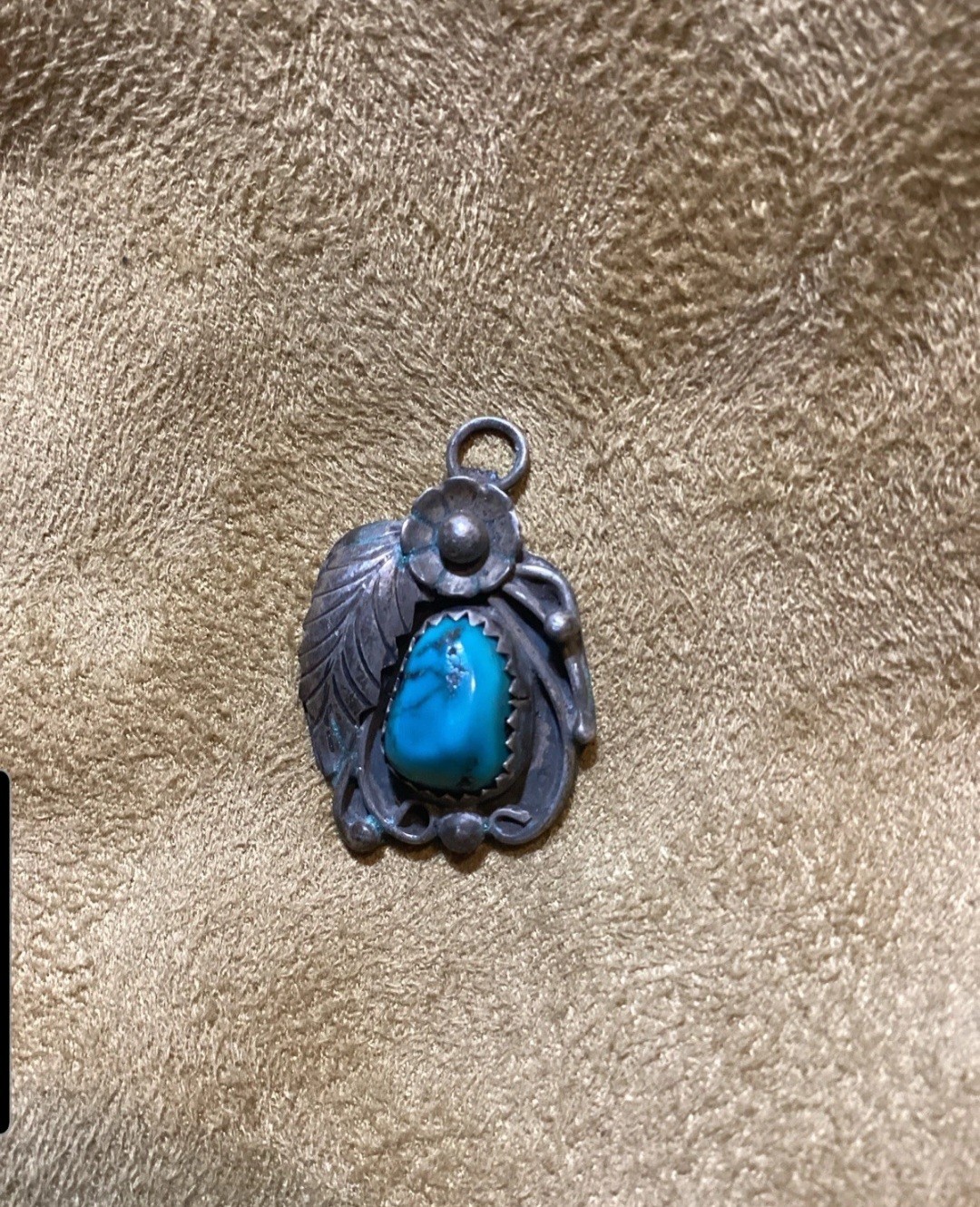Original Vintage Navajo Indian Sterling Silver Turquoise Pendant