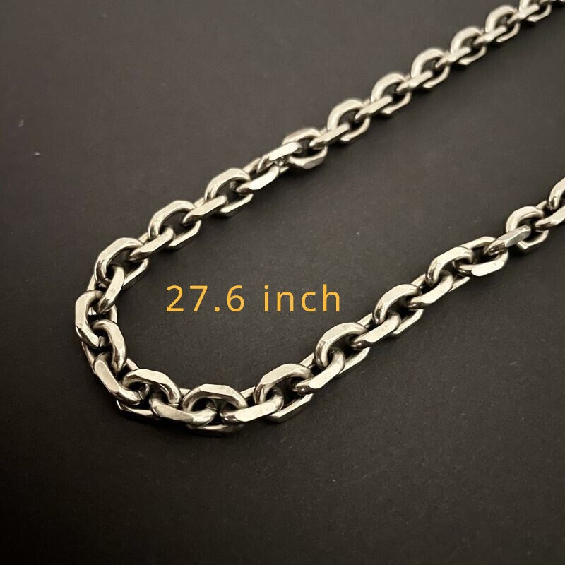 7mm TA1 Pure Titanium Batch Angle Chain Necklace Lightweight Anti Allergy 27.6″