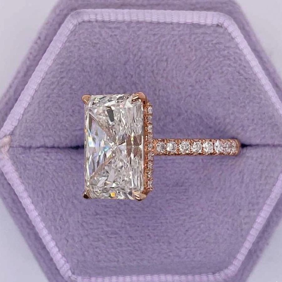 7.30Ct Radiant-Cut VS1 Lab Grown Diamond Wedding Engagement Ring 14k Rose Gold