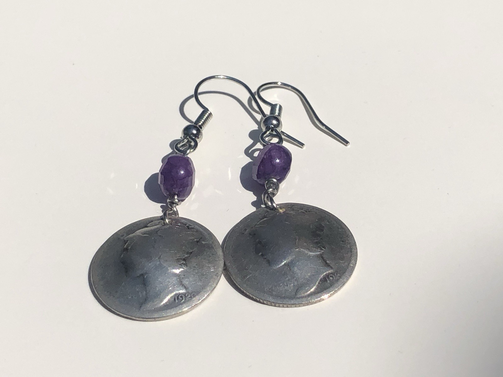 1pair Mercury Dime & Birthstone Crystal Earrings, Color Varies, See Description
