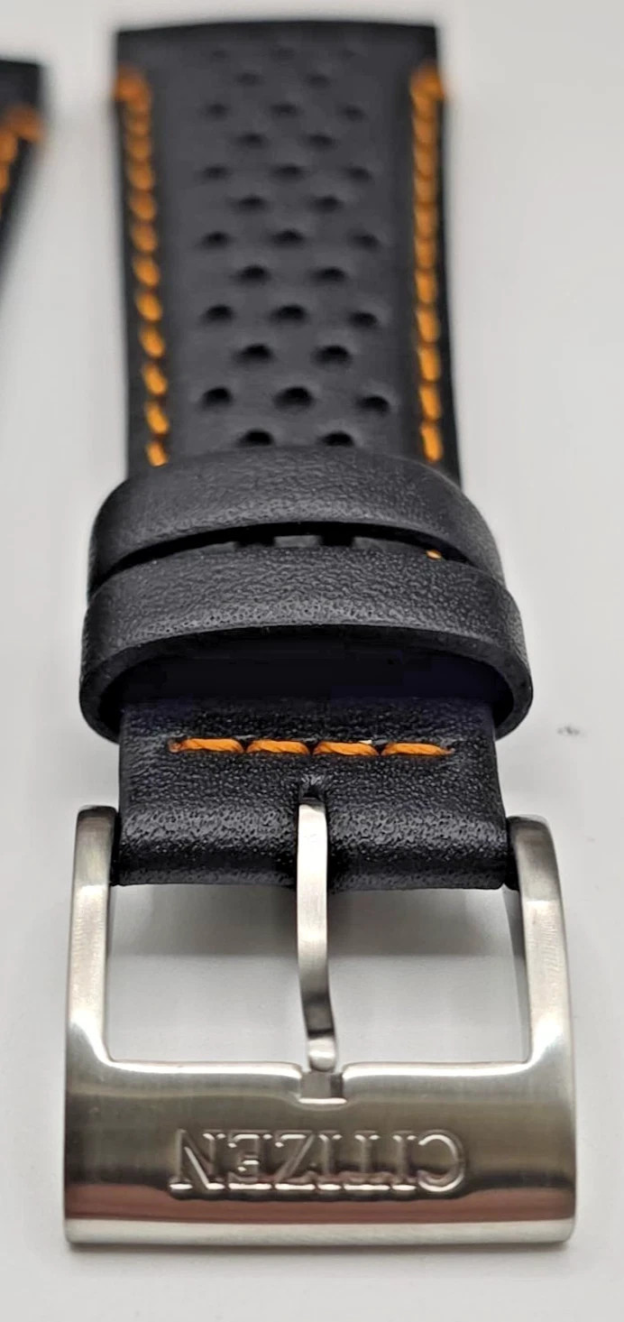 Citizen 59-S54052 Genuine Strap mm20/16 Black Hole Racing Seams Orange
