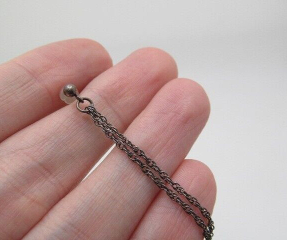 Vintage 925 Sterling Silver Oval Interlocking Twist Long Dangle Earrings 3.75 In