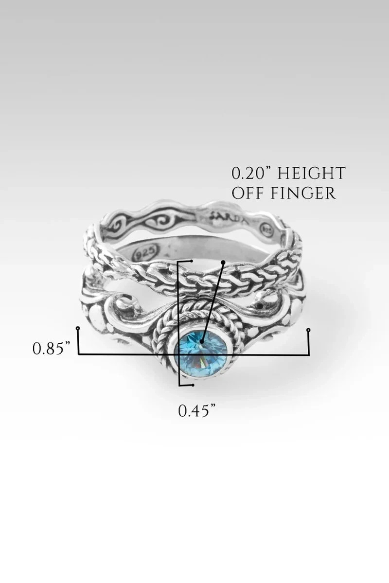 Sarda Love One Another Ring Sz. 8 Set of 2 in Blue Zircon #30