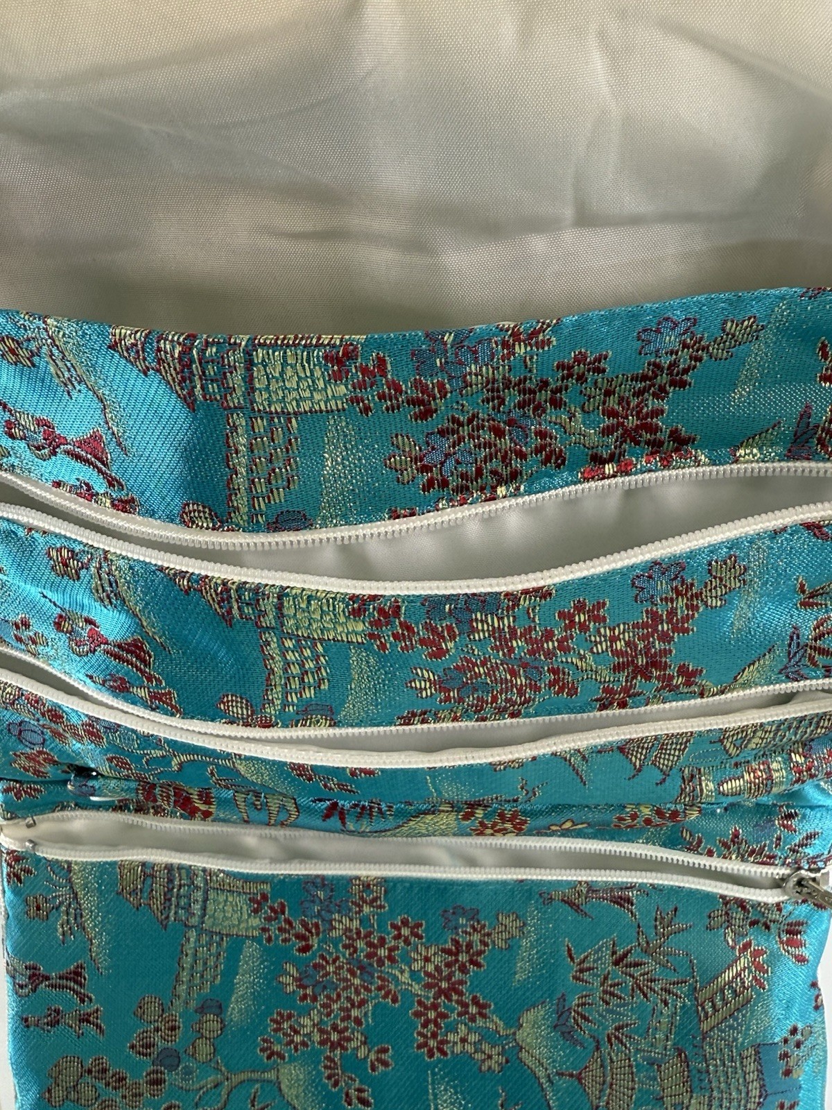 Turquoise Blue Travel Jewelry Organizer Roll Foldable Jewelry Storage Holder