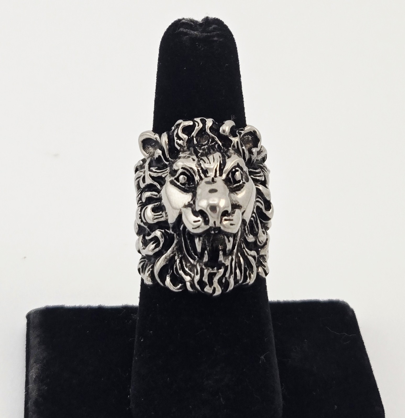 Vintage Gucci Lion Head Silver Tone Metal Statement Ring Size 7 – 15.5g
